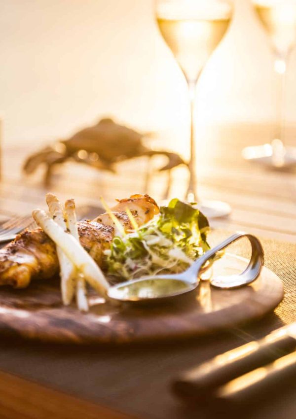 Dinner al fresco on the terrace at La Mer South