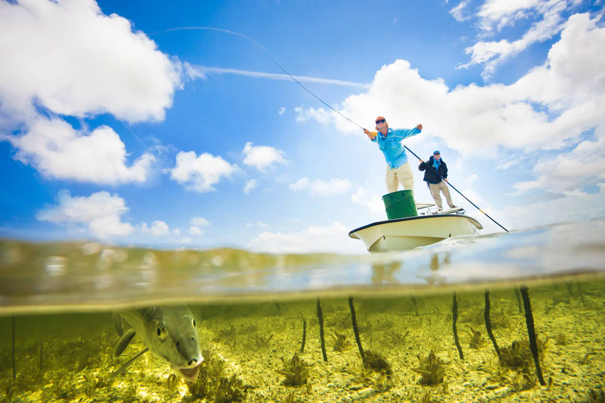 Bonefishing on the flats in Turks and Caicos. Flats fishing on fly or spinning tackle.
