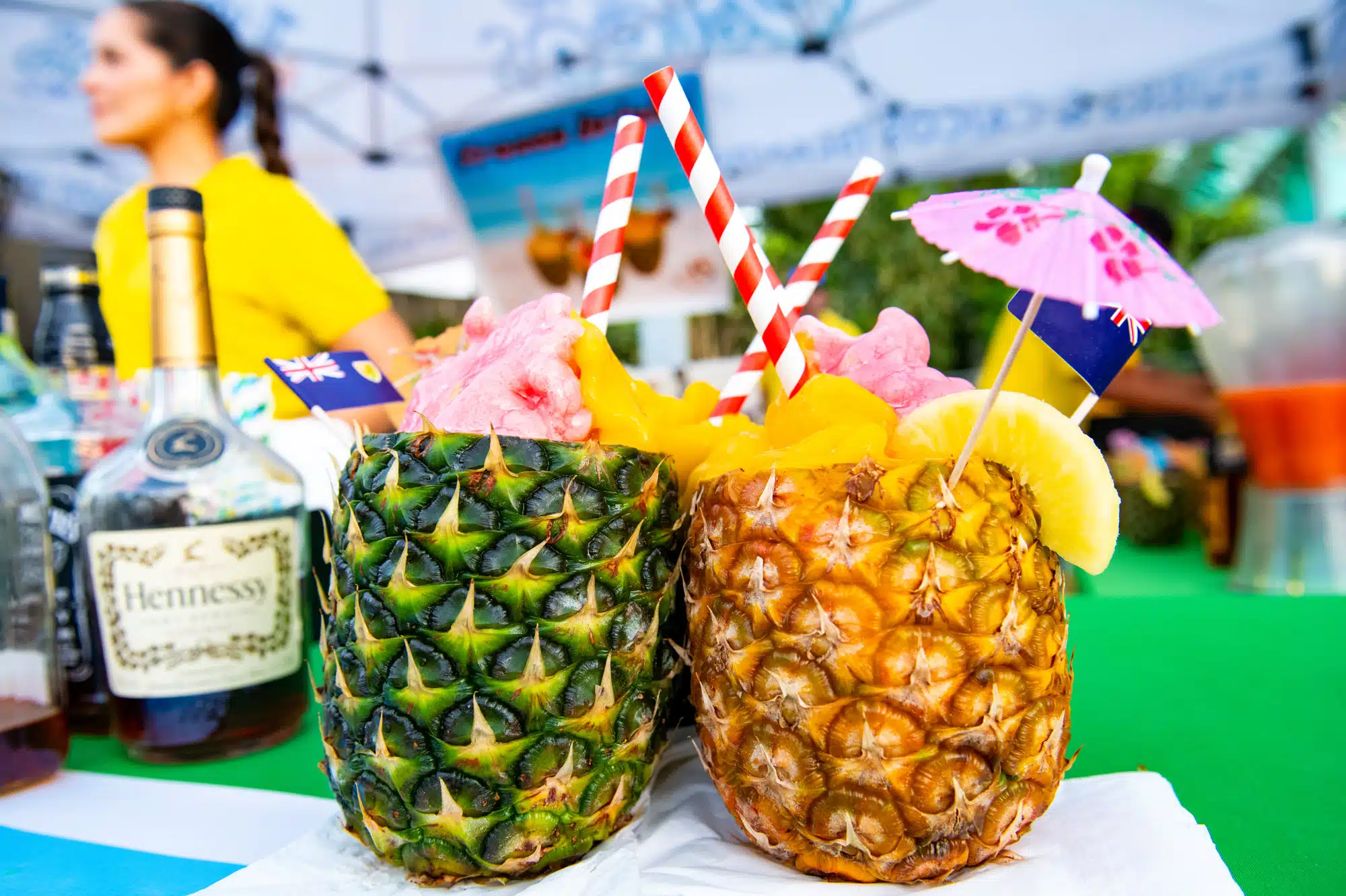 Tropical drinks at Fish Fry in Turks and Caicos